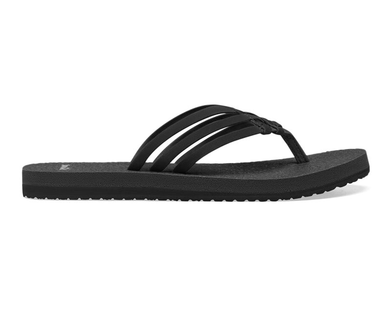 Sanuk Women's Yoga Sandy | Yoga Mat Footbed | Flip Flops for Women | Yoga Sandals For Women, Black, 6 - Image 1